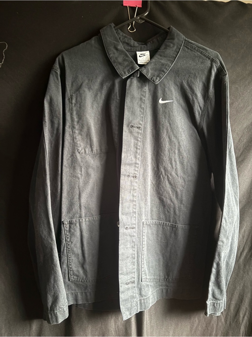 Nike Men's Dark Gray Button-Front Shirt Jacket with Swoosh